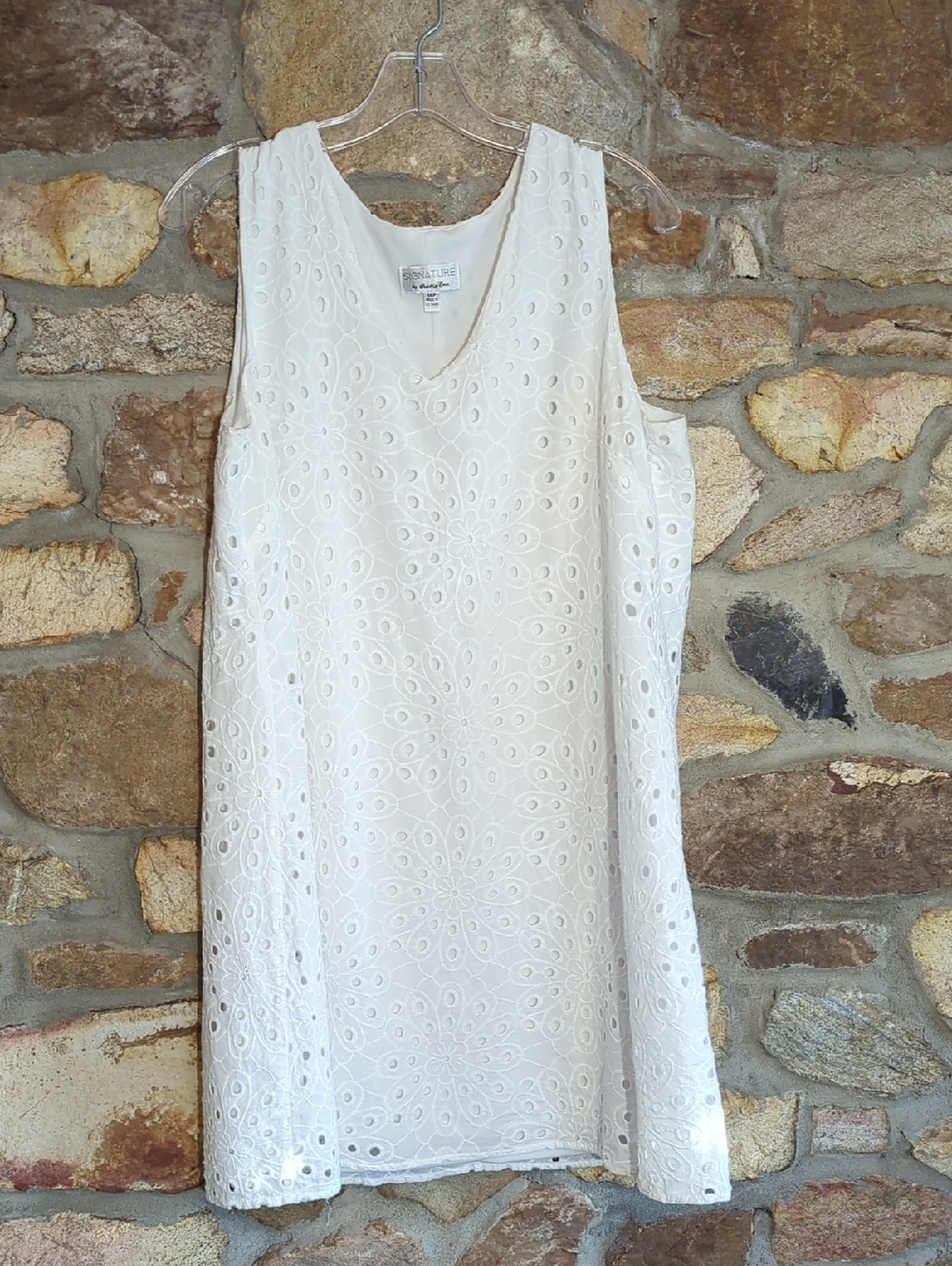 Signature by Robbie Bee White Eyelet Midi Dress